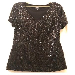 Adrianna Papel black sequin top